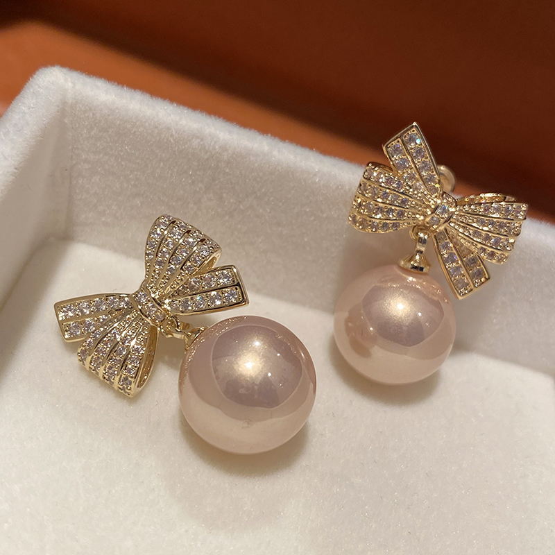 bowknot and pearl earrings