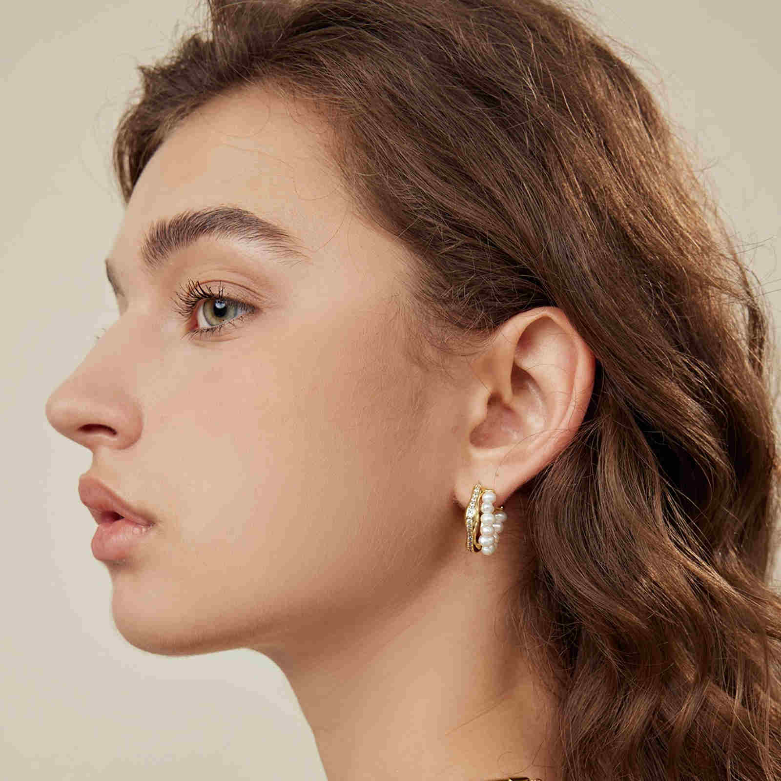 Pearl Hoop Earrings | Gold and Silver Diamond Hoop Earrings | Irregular Hoop Earrings for Women