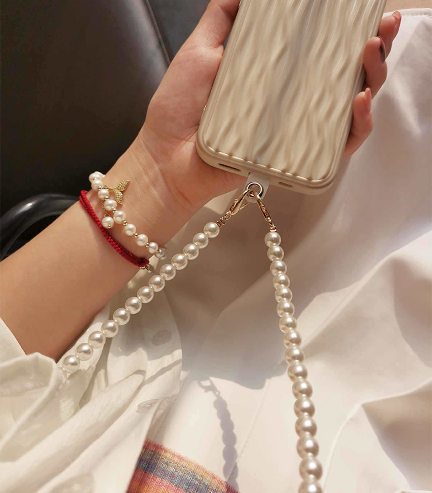 Crossbody Phone Chain Long Pearl Chain Crossbody Phone Strap Case Mate 120cm Long