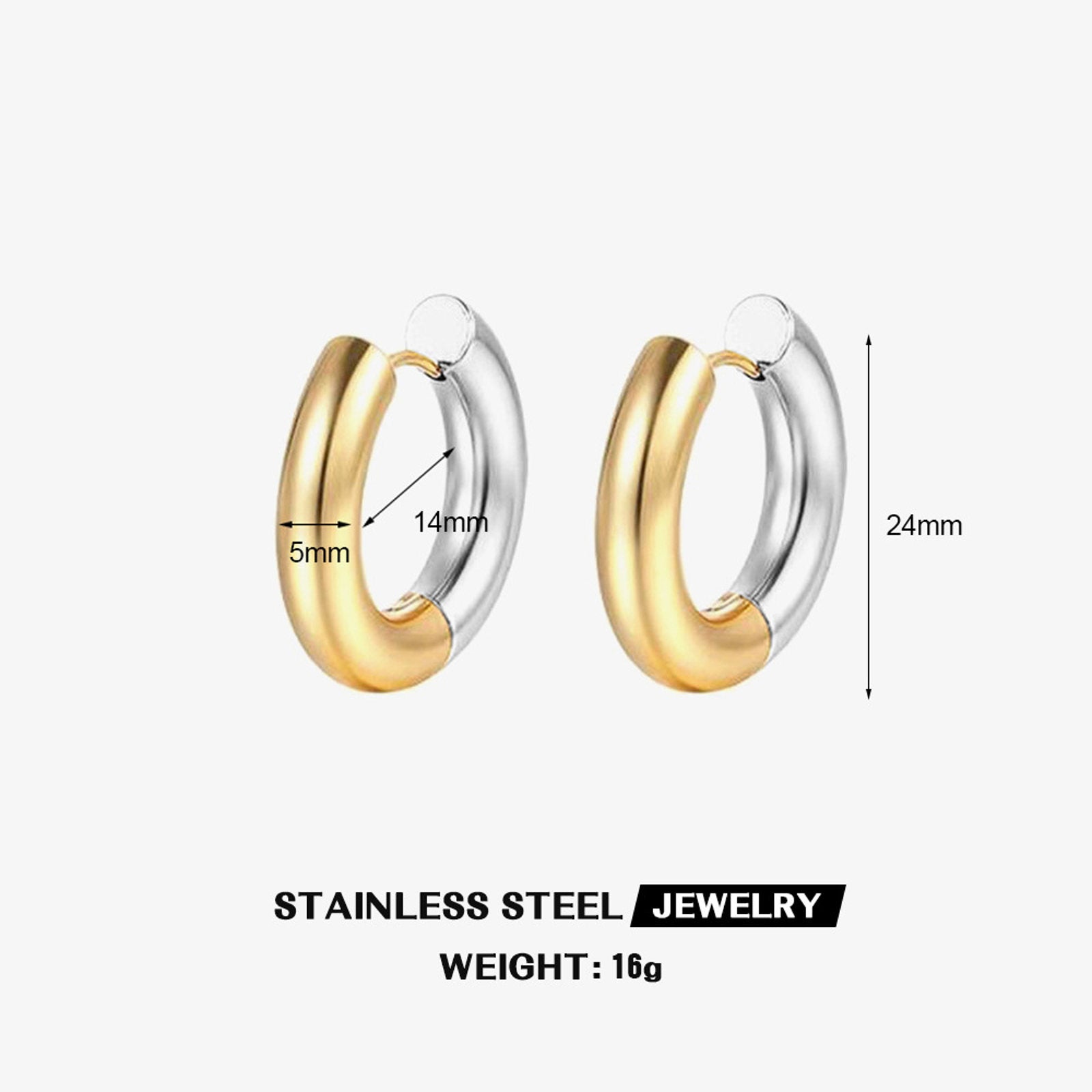 Gold Silver Hoop Earrings Silver Chunky Earrings S925 Silver Pin For Men and Women
