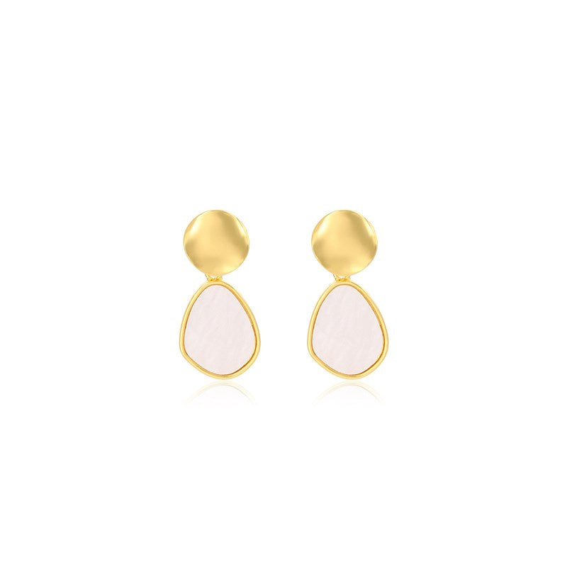 High Luster Natural Mother of Pearl Earrings Gold and Silver Dangle Earrings for Women