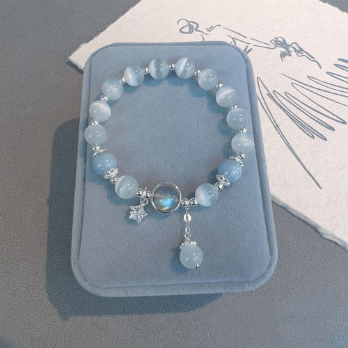 Blue Opal Bracelet | Spinning Crystal Bracelet | Elastic Rope Bracelet 2 Color Available