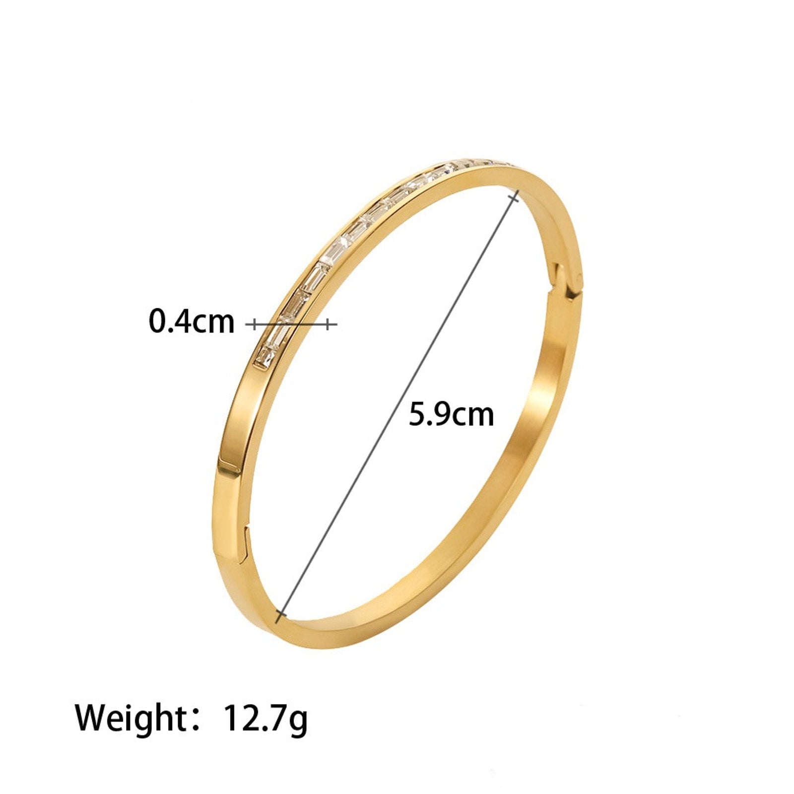 Gold Bangle Bracelets for Women 14K Gold Plated Cubic Zirconia Tennis Bracelets Auto Lock