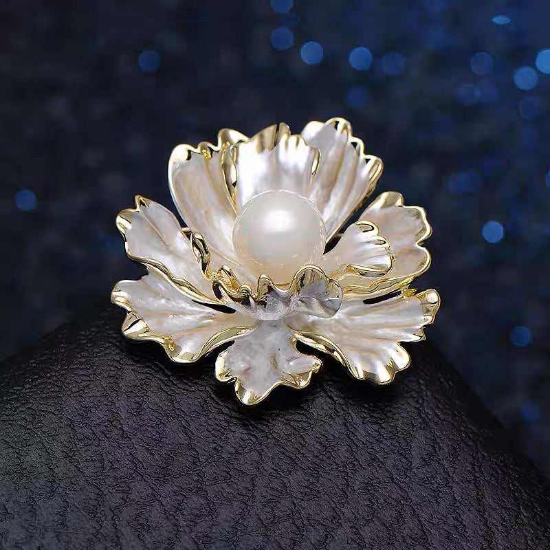 Best Gift Choice Peony Brooch Large Flower Pearl Brooch Pin White Red Purple Available