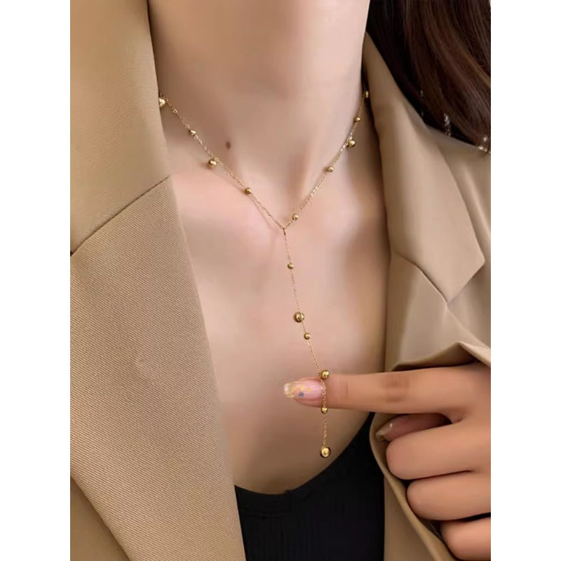 Gold and Silver Beads Necklace Chain Elegant Dress Chain 18K Gold Plated
