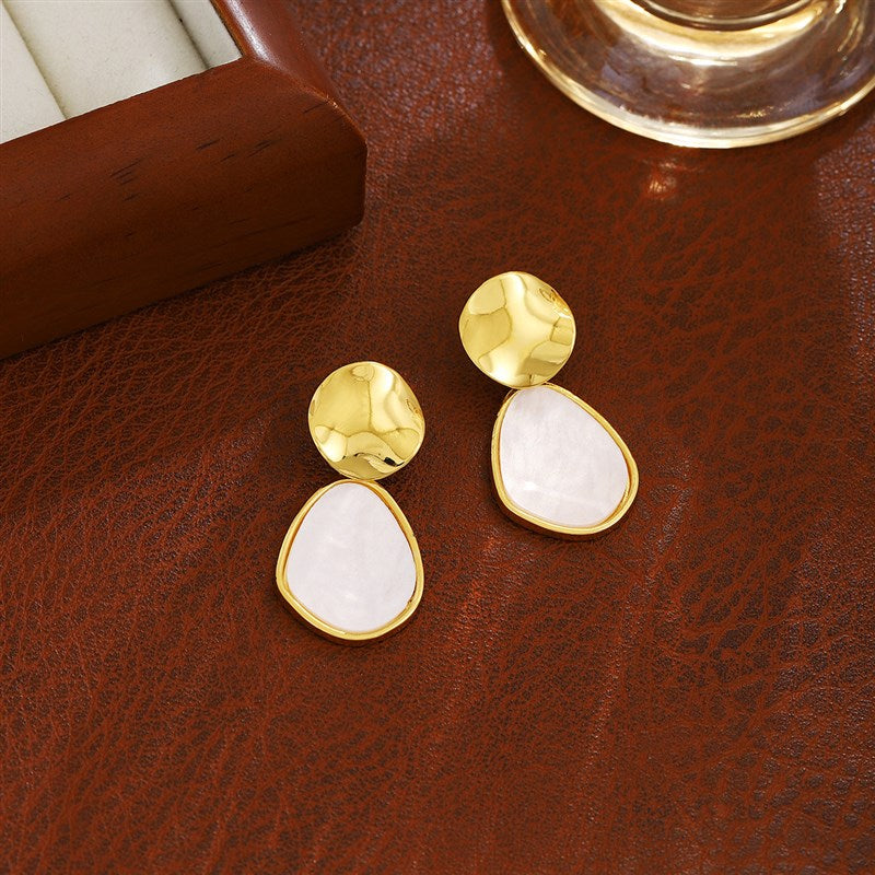 High Luster Natural Mother of Pearl Earrings Gold and Silver Dangle Earrings for Women