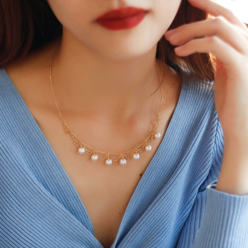 Super Beautiful AAA Freshwater Pearl Pendant | Multi Strand Pearl Pendant Necklace | Pearl Pendant in 18K Gold Plated