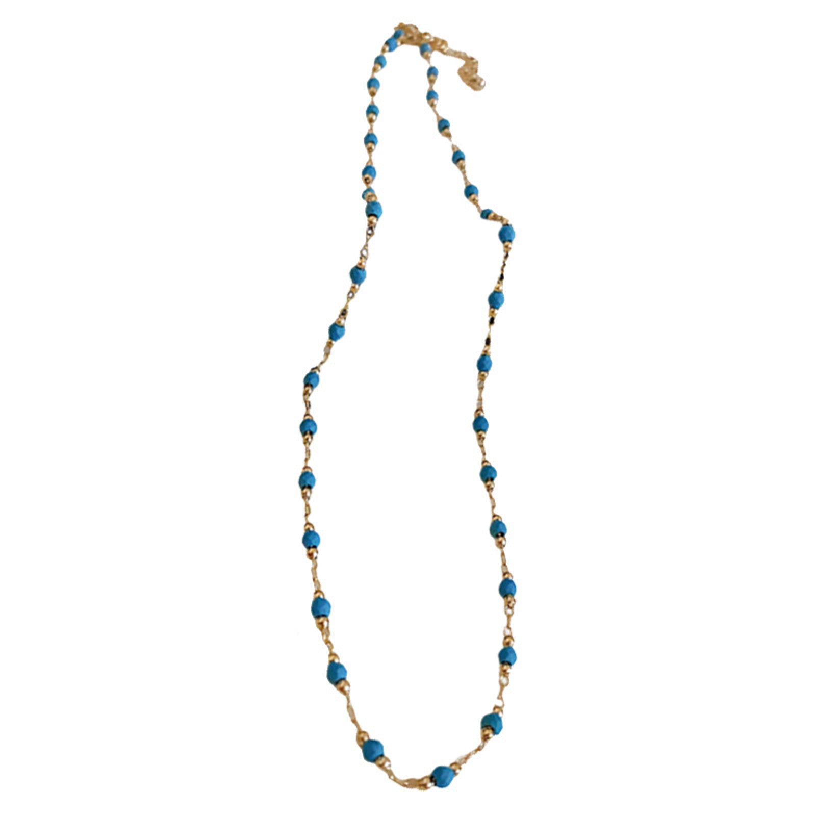 Turquoise Necklace Blue Stone Beaded Gold Plated Chain Necklace 2 styles 18inch 45cm