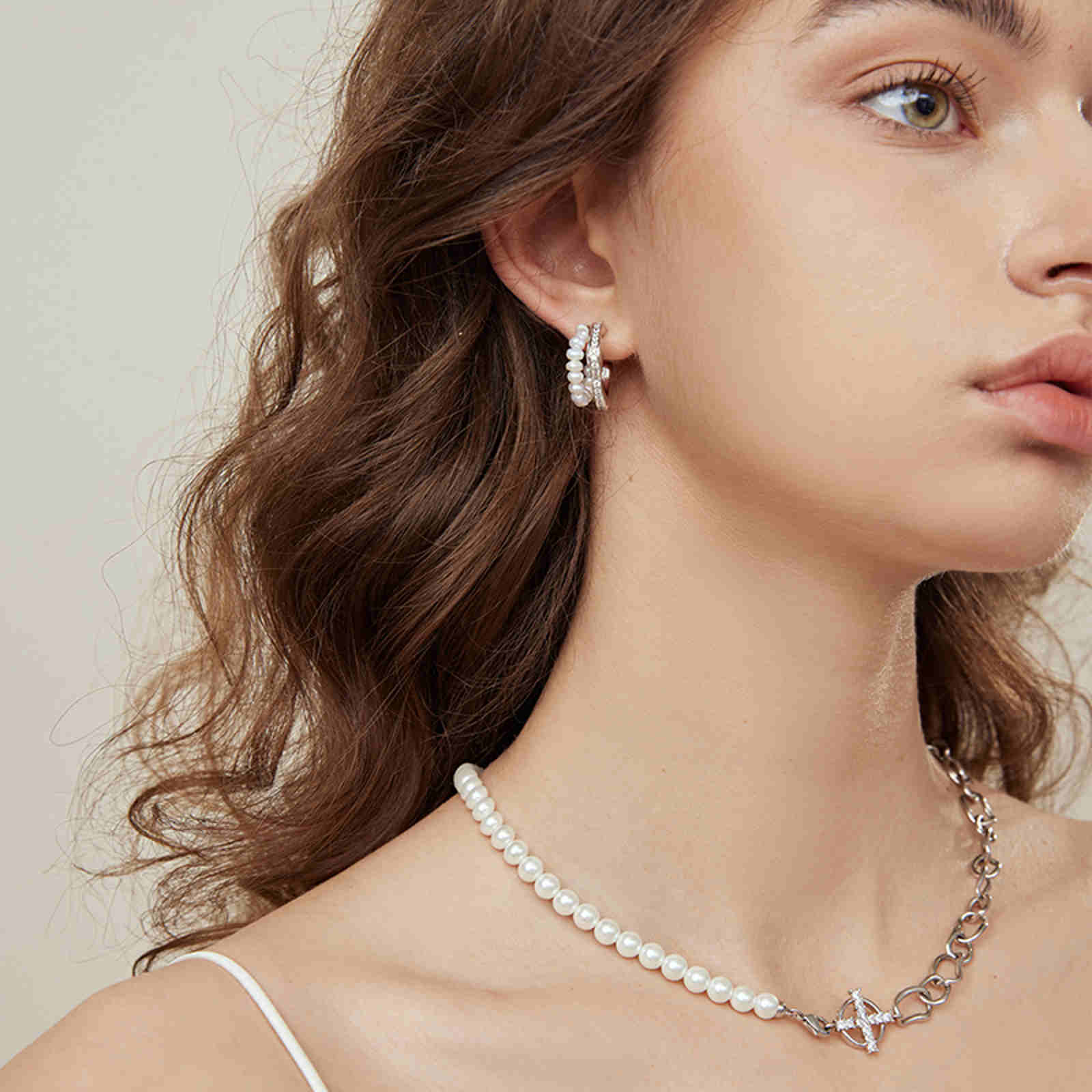 Pearl Hoop Earrings | Gold and Silver Diamond Hoop Earrings | Irregular Hoop Earrings for Women