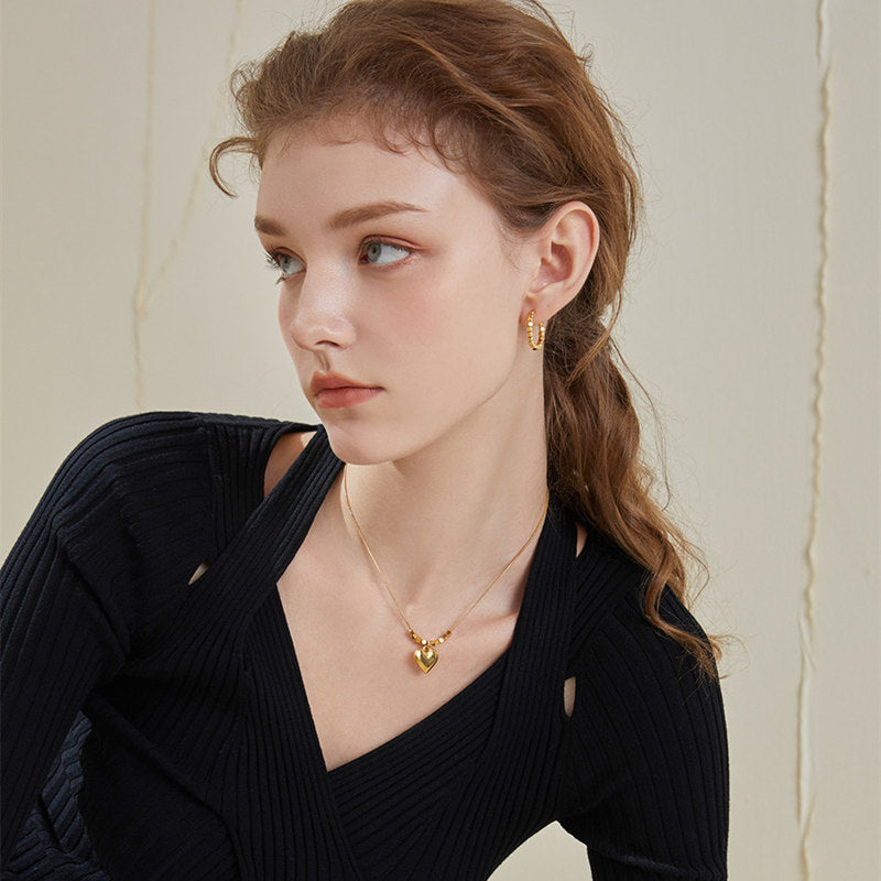 Boucles d'oreilles créoles en perles cubiques métalliques plaquées or 18 carats et argent