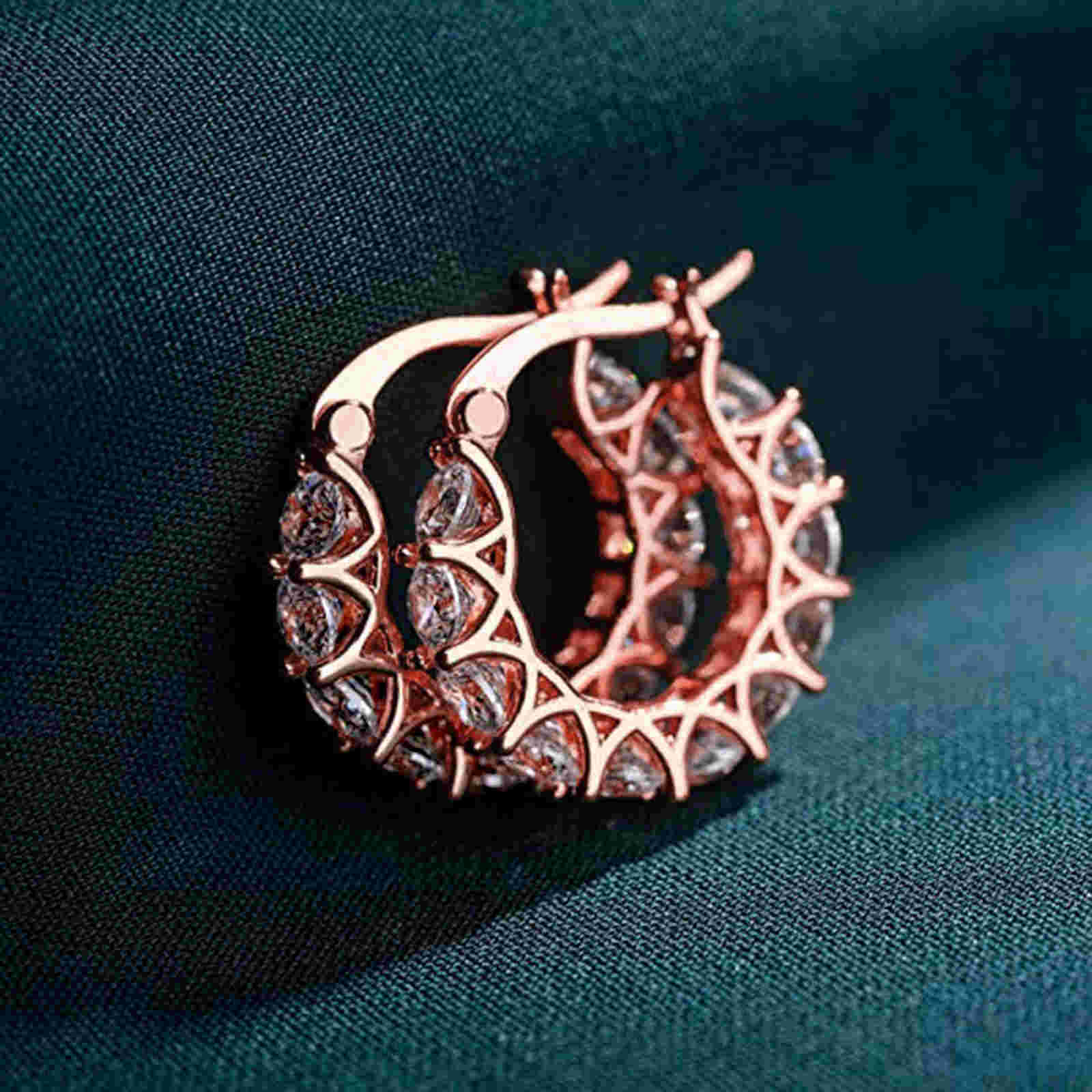 Pendientes de aro de cristal completo Pendientes de encaje de circón con pasador de plata S925