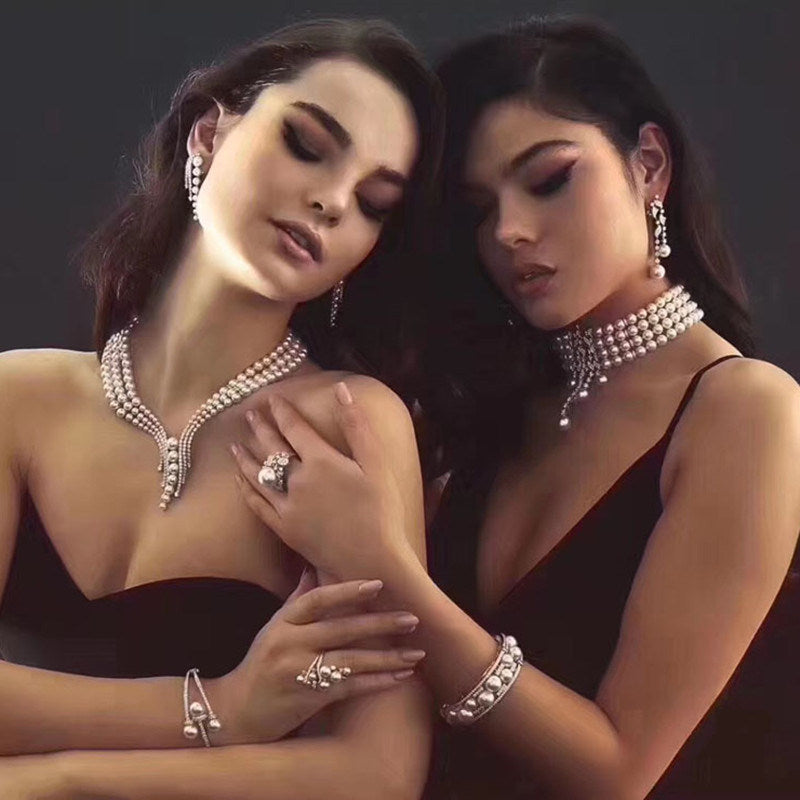 6MM Freshwater Pearl Necklace | Multi Strand White Real Pearl Necklace | Sterling Silver Pearl Necklace for Wedding