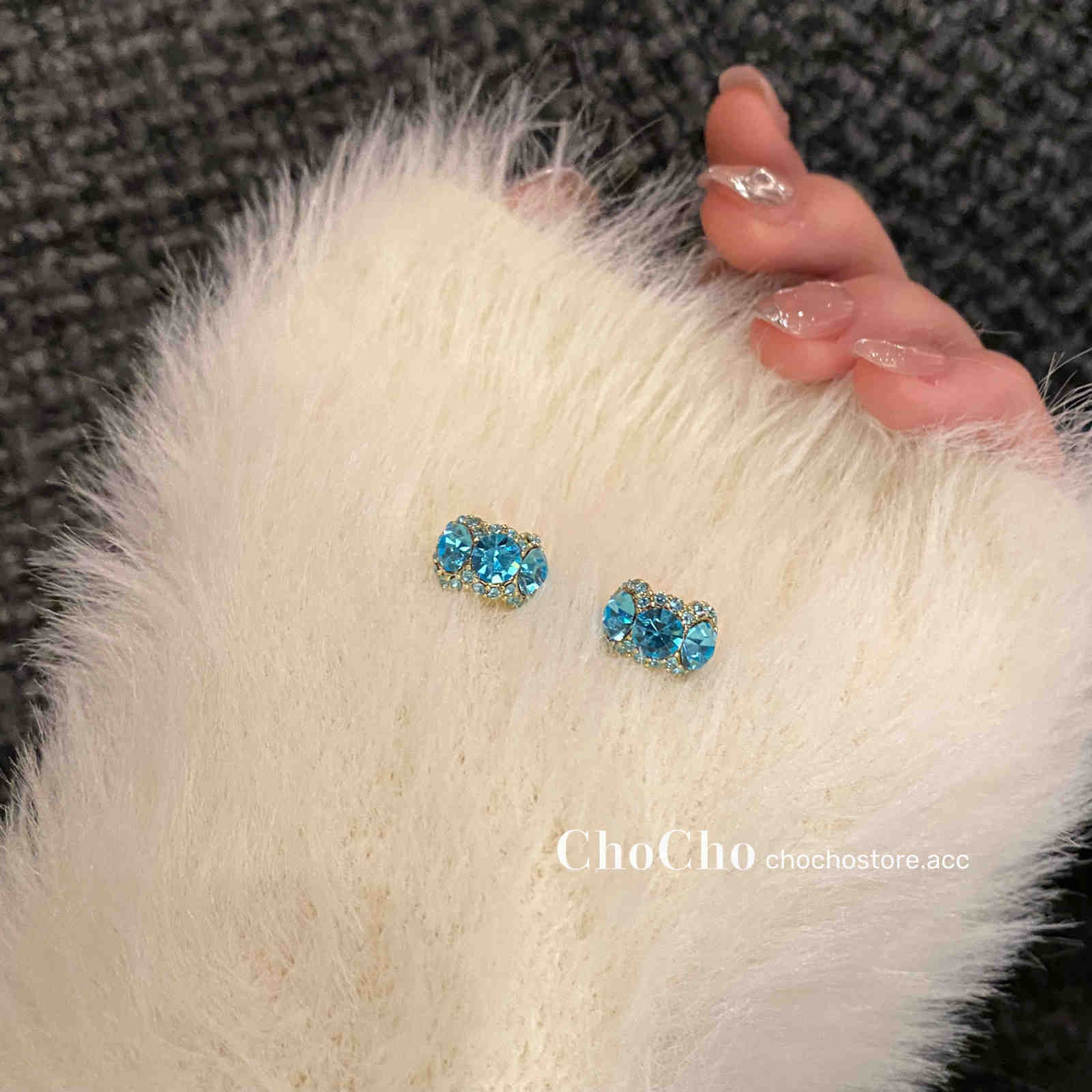 Pendientes de circonita azul Pendientes de diamantes brillantes con pasadores de plata S925