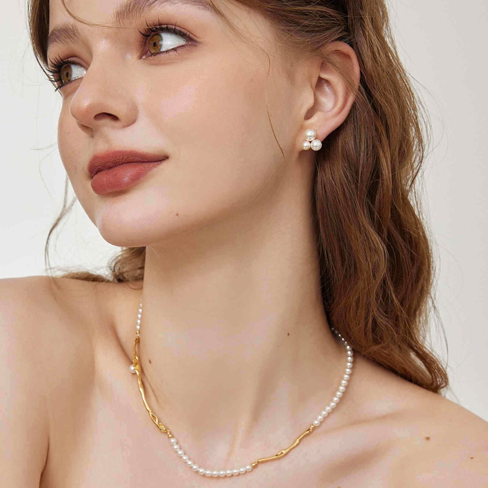 3 Pearl Earring Studs Petite Freshwater White Janpan Pearl Stud Earrings with S925 Silver Pin