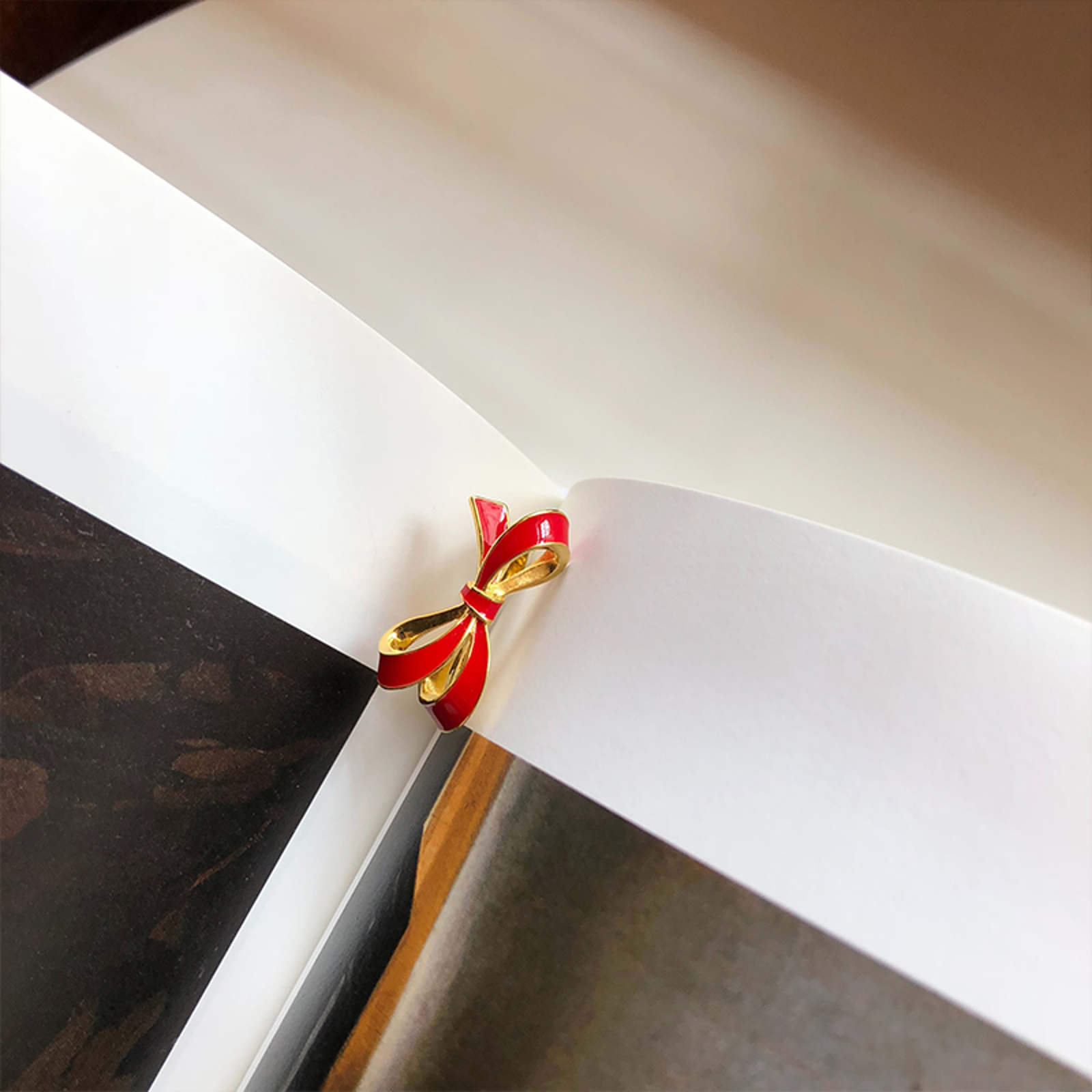 Designed Christmas Rings Red Bowknot Deer Xmas Tree Gold and Silver Rings Adjustable