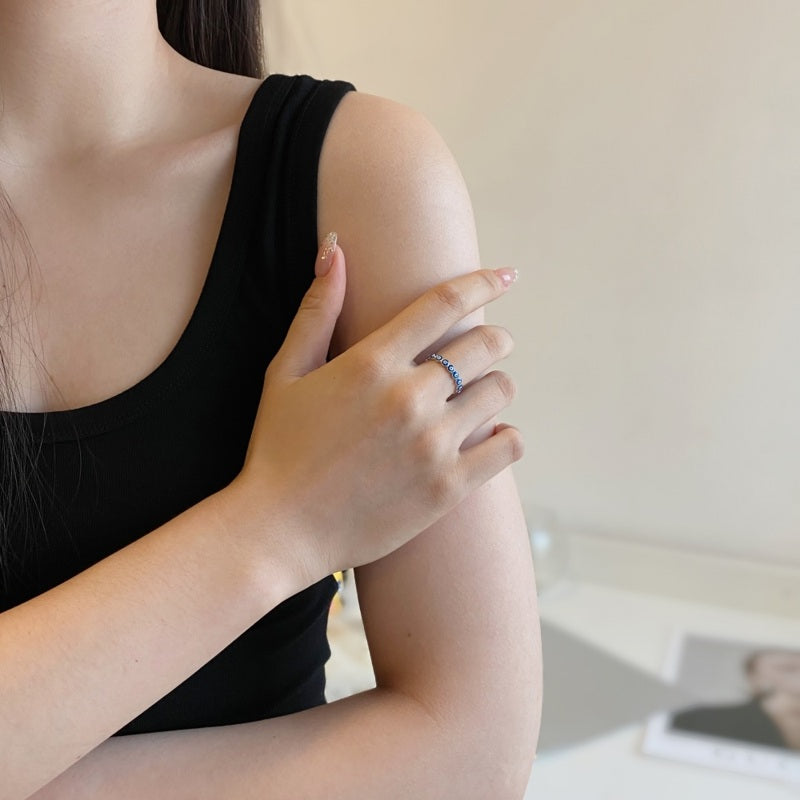 Solid Sterling Sliver Ring Lucky Eye Fashion Designed Blue Ring