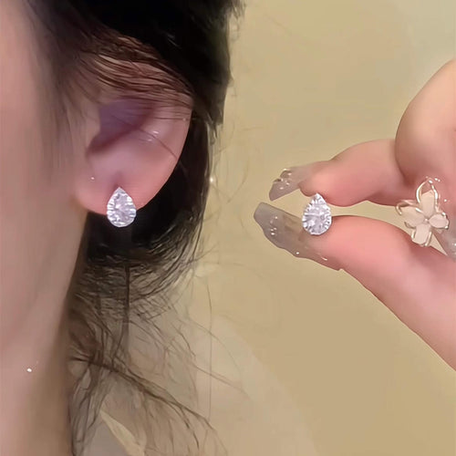 Waterdrop Diamond Earring Studs Luxury Small Crystal Hoop Earrings with S925 Silver Pin