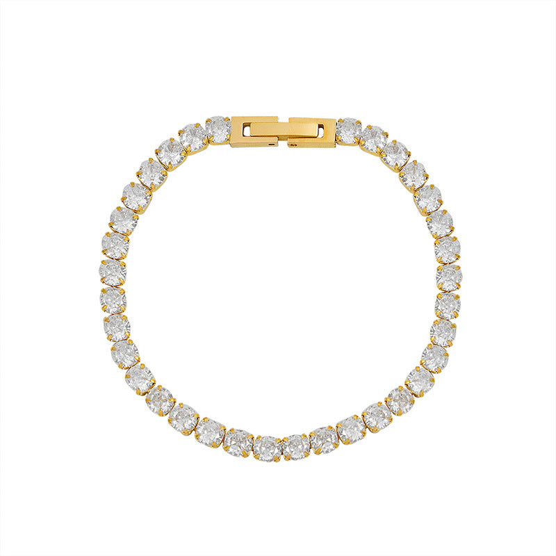 Tennis Bracelet Cubic Titanium Crystal Bracelets In 18K Gold Plated