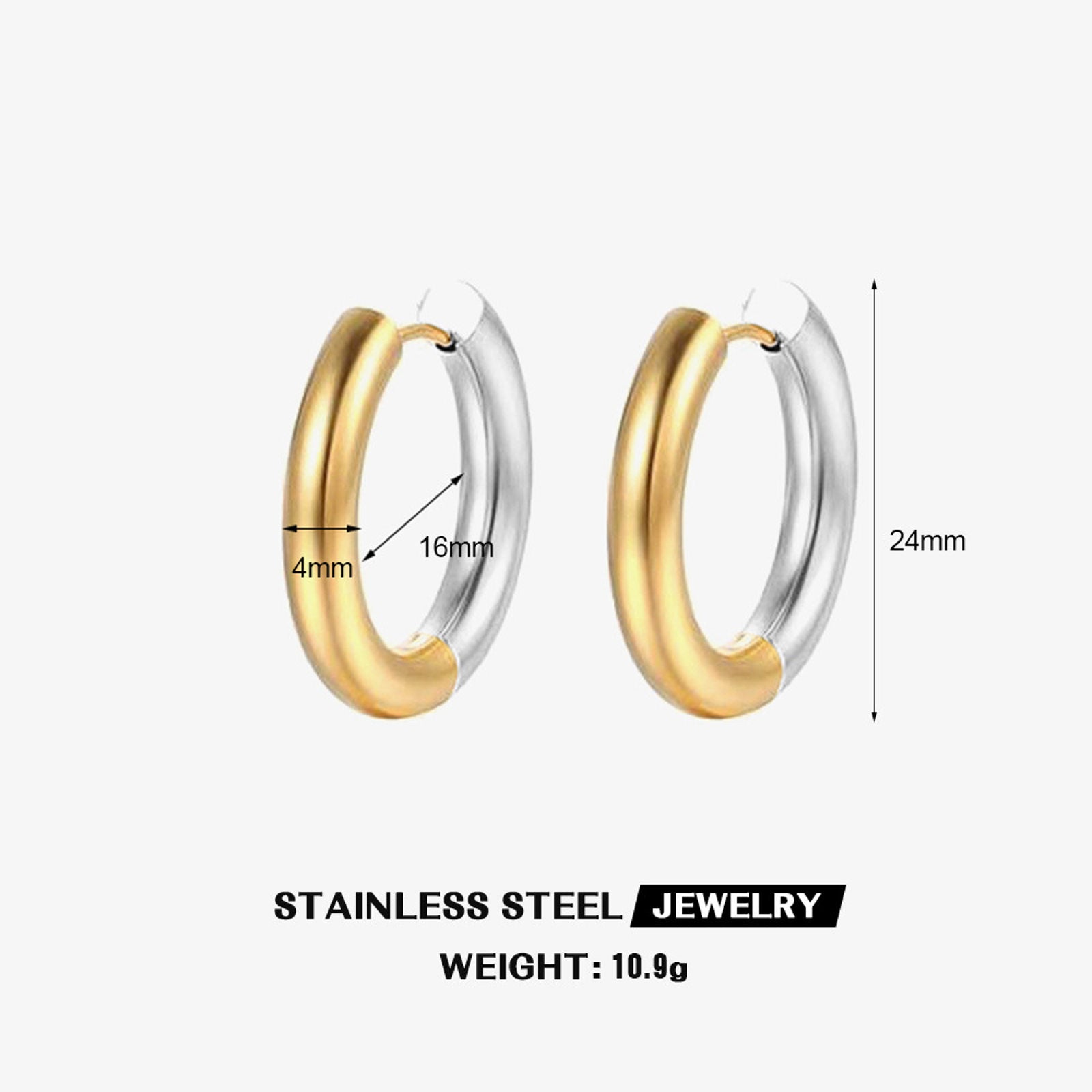 Gold Silver Hoop Earrings Silver Chunky Earrings S925 Silver Pin For Men and Women