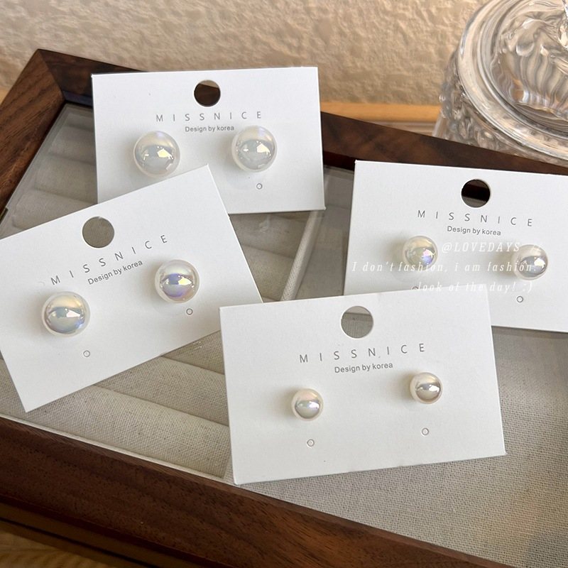 Opal Moonstone Earring Studs Shell Pearl Studs with S925 Silver Pin 8 to 14mm