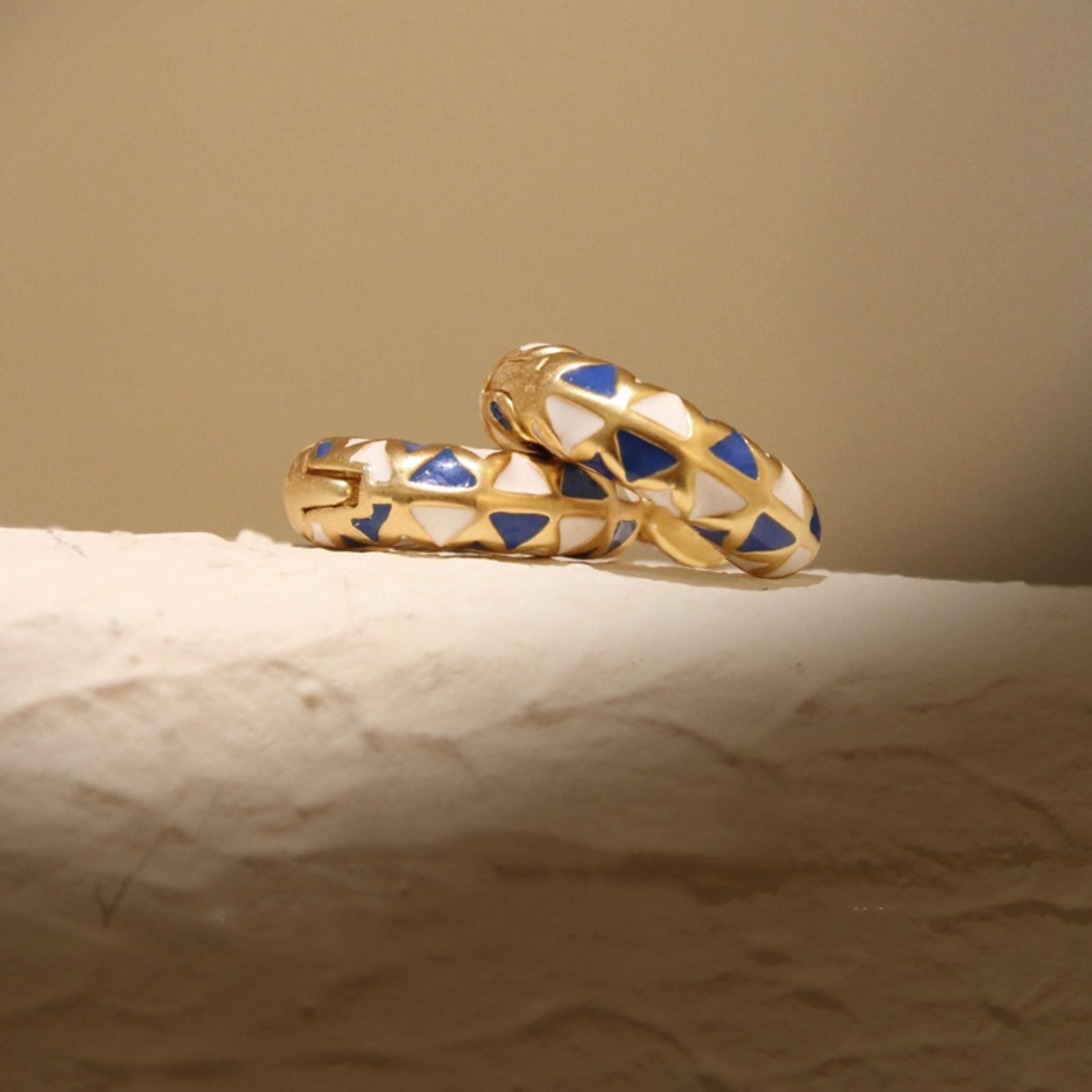 Klein Blue Hoop Earrings Designed Gold Hoop Earrings for Men and Women