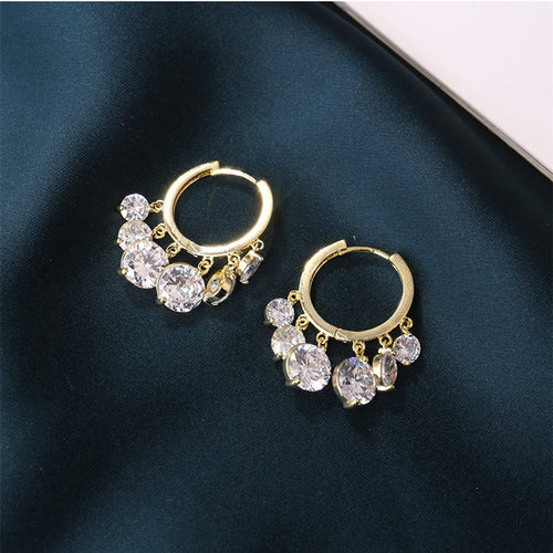 Lily of The Valley Earrings | 6 Moonstone Drop Earrings | Gold Hoop Earrings in Sterling Silver Pin