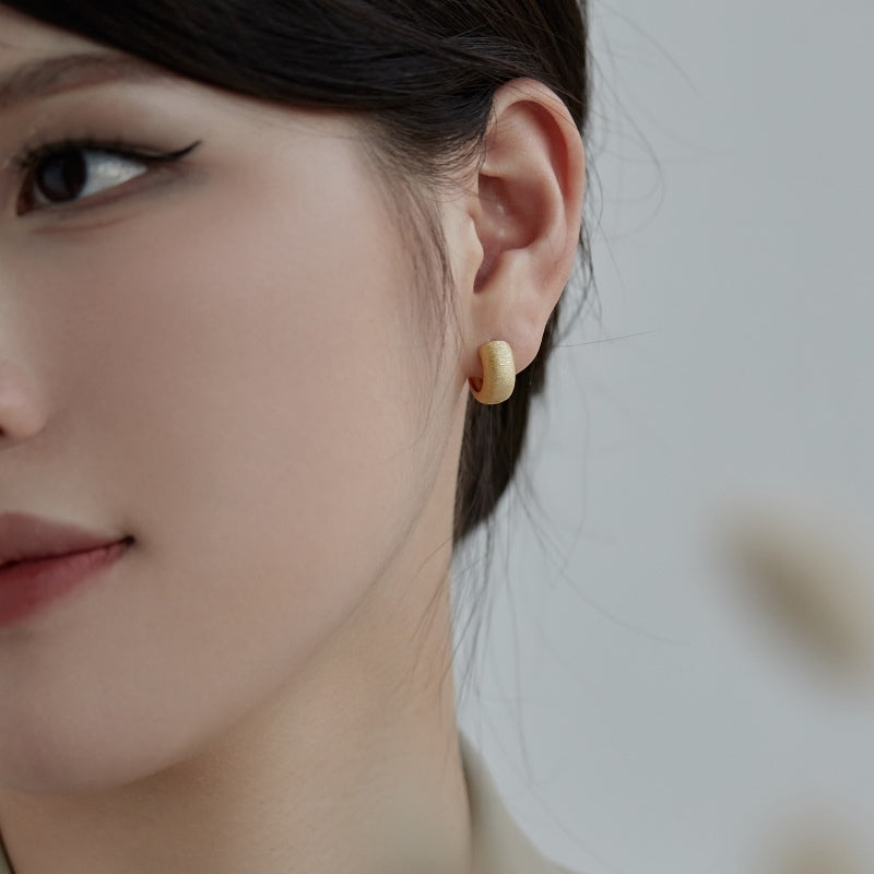 Boutique Brass Hoop Earrings Matte Gold Hoop and Silver Hoop Earring Studs