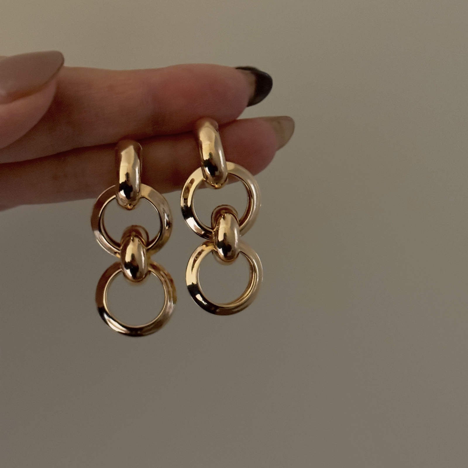 14K Gold Plated Chain Link Earrings Chunky Chain Long Dangle Earrings