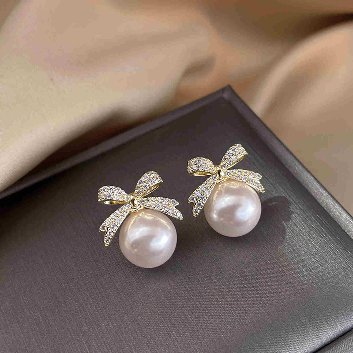Pearl Bow Earrings For Women – Elegant Bowknot Studs For Wedding & Party