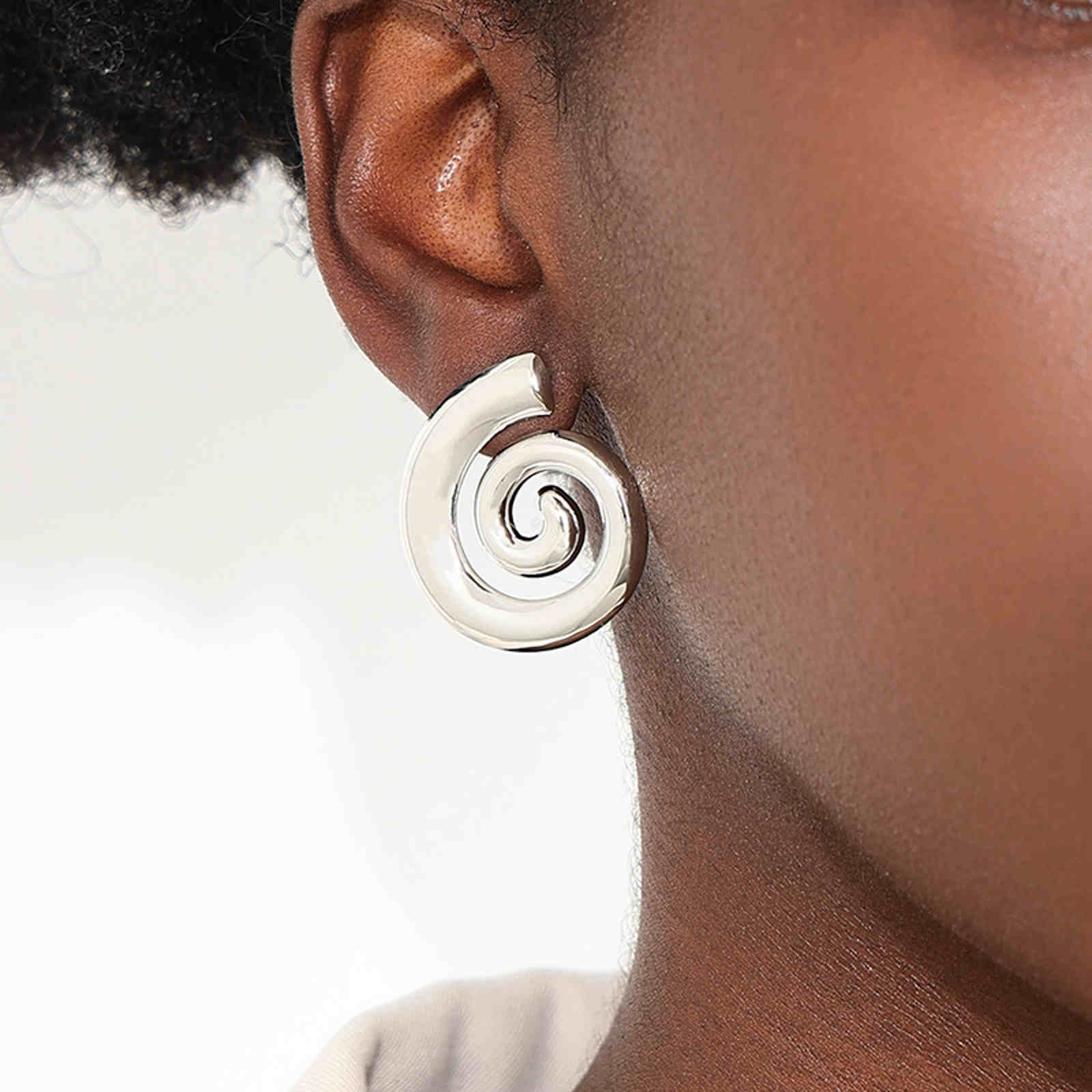 Gold and Silver Big Stud Earrings Sea Snail Holiday Fashion Earrings