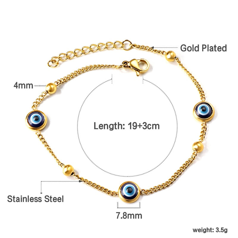 Gold Lucky Eye Bracelet Fashion 14K Gold Plated Bracelet