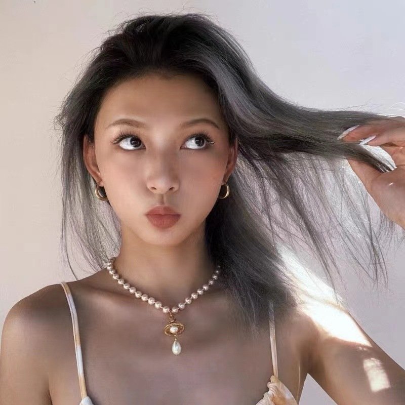 Shell Pearl Necklace with Saturn Pendant Pearl Drop Gold And Silver Avaliable