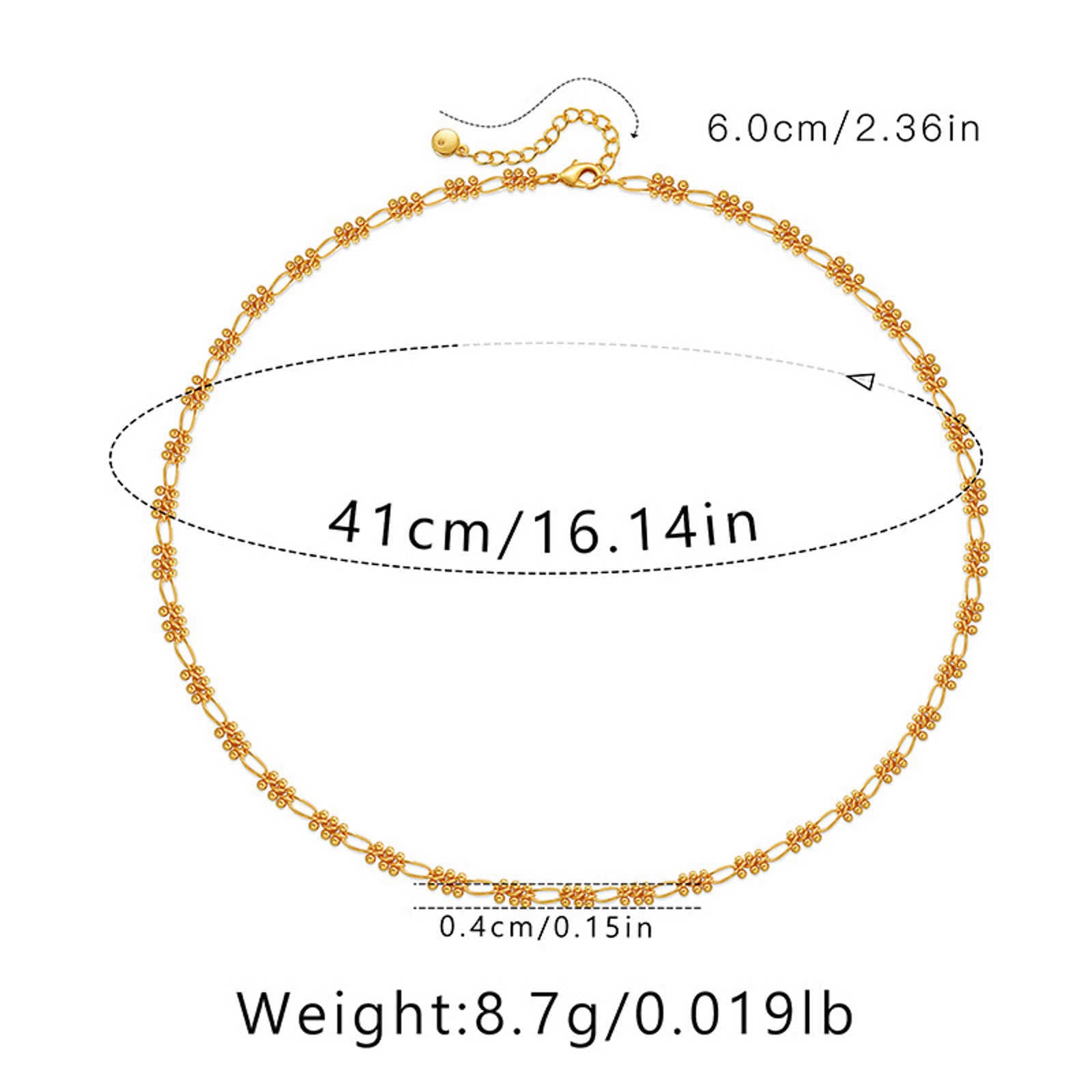 Solid 18K Gold Plated Chain Necklace and Bracelet, Double Strands Necklace 18 Inches Adjustable