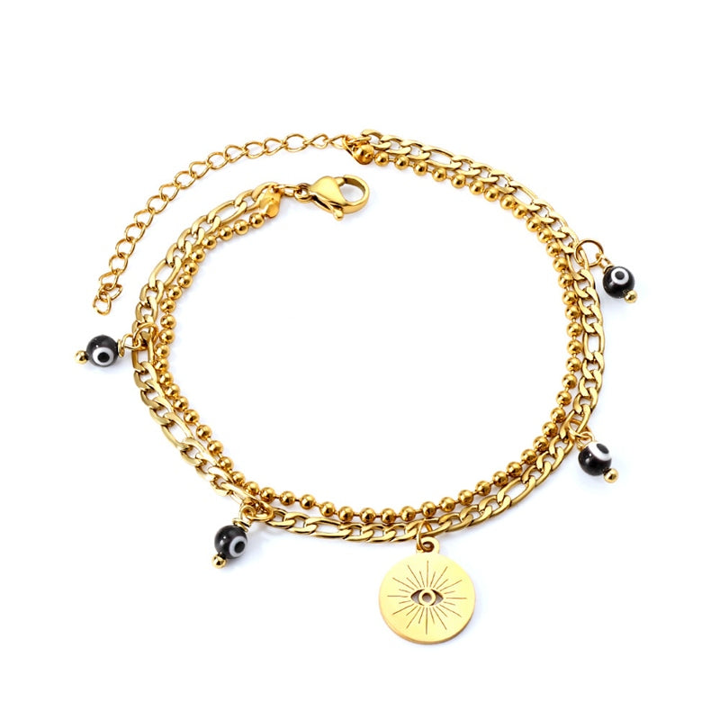 Gold Lucky Eye Bracelet Fashion 14K Gold Plated Bracelet