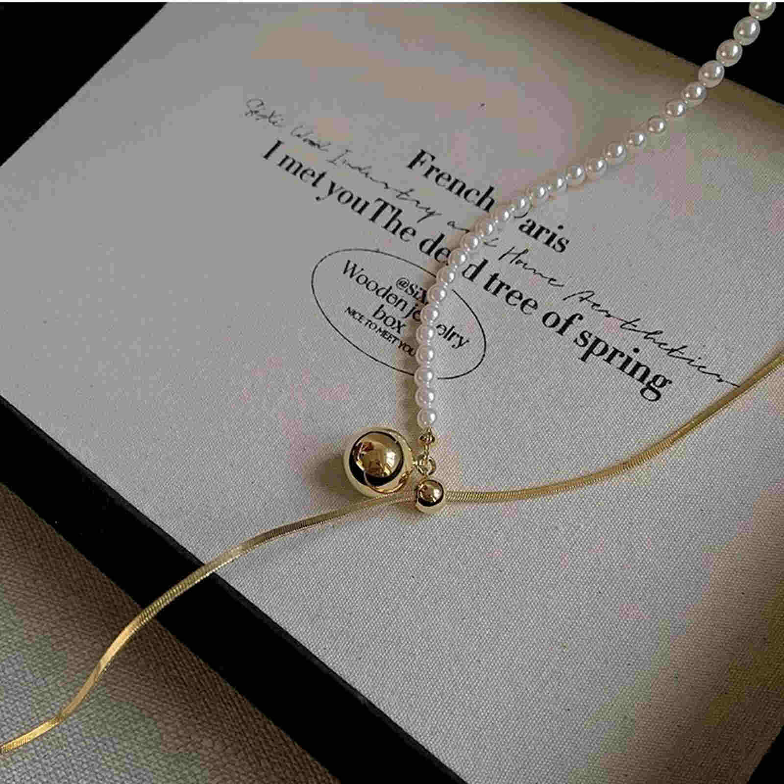 New Pearl Sweater Chain Long Free Adjust Gold and Silver Drop Necklace