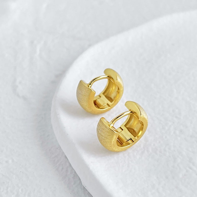 Boutique Brass Hoop Earrings Matte Gold Hoop and Silver Hoop Earring Studs