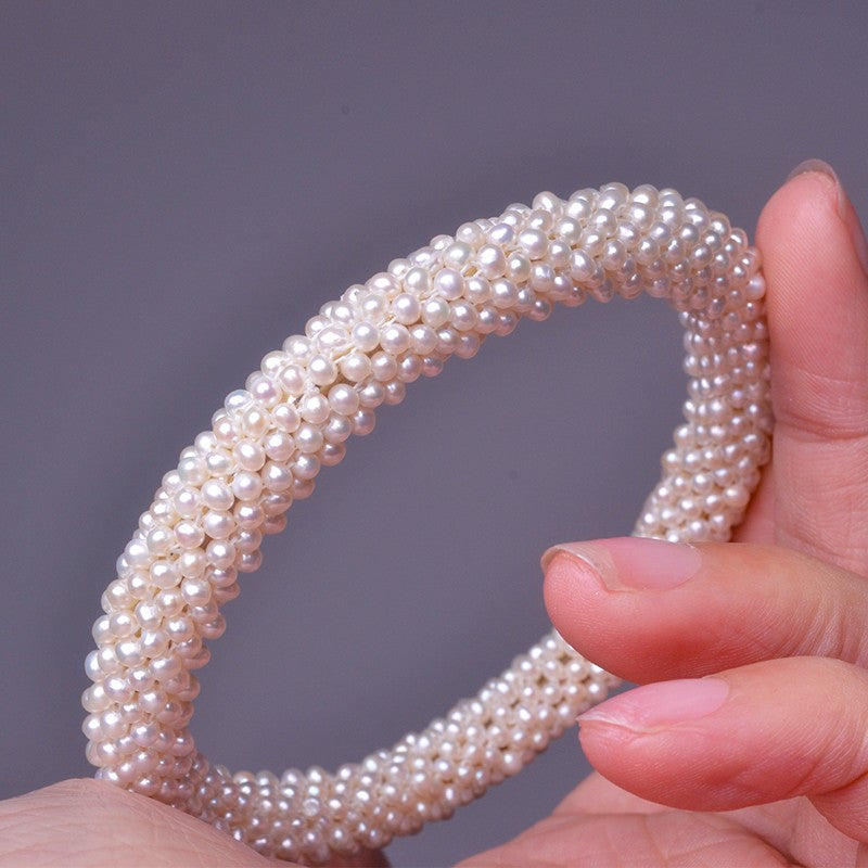 Handmade AAA Freshwater Pearl Bracelet High Luster Multi Strand Pearl Bangle Best Gift to Mom
