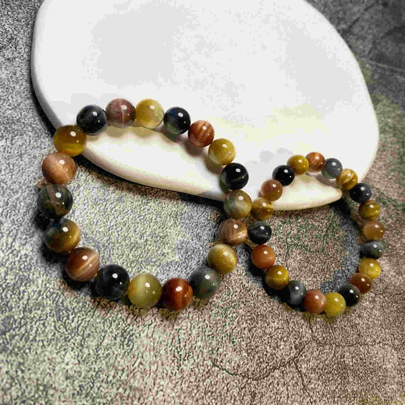 Natural Tiger's Eye Stone Bracelet 8-14mm Luxury Bracelet Strong Elastic Rope