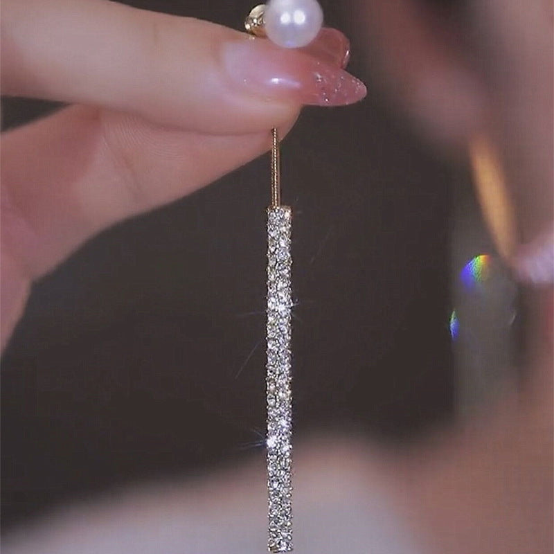 Pendientes colgantes de perlas | Pendientes colgantes de diamantes | Pendientes colgantes para mujer