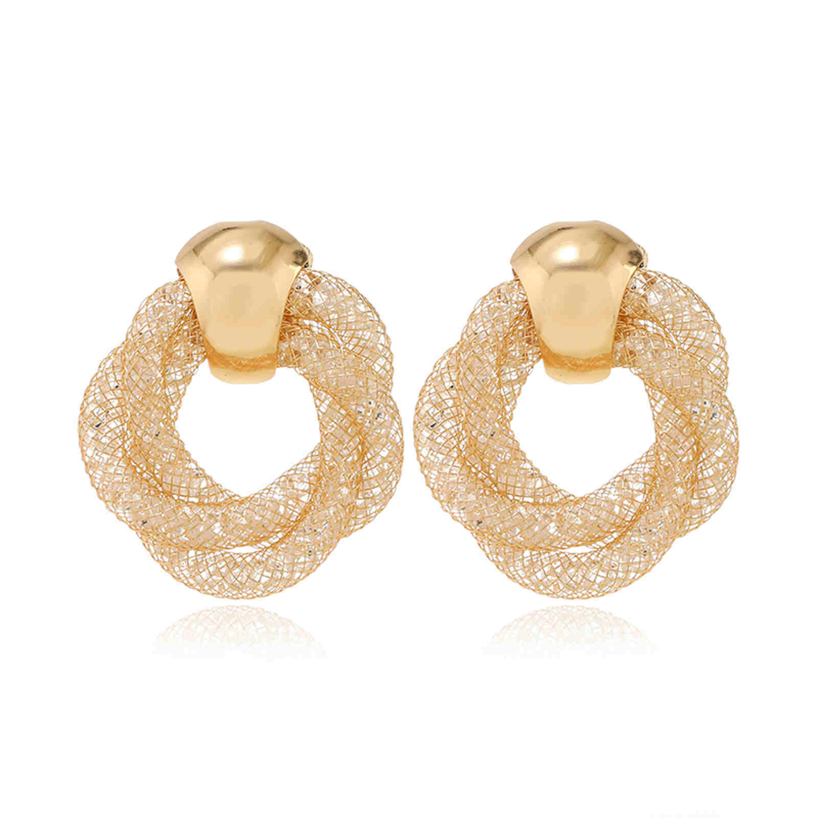 Gold and Silver Crystal Twist Earrings Double Twisted Hoop Earrings with Silver Pin