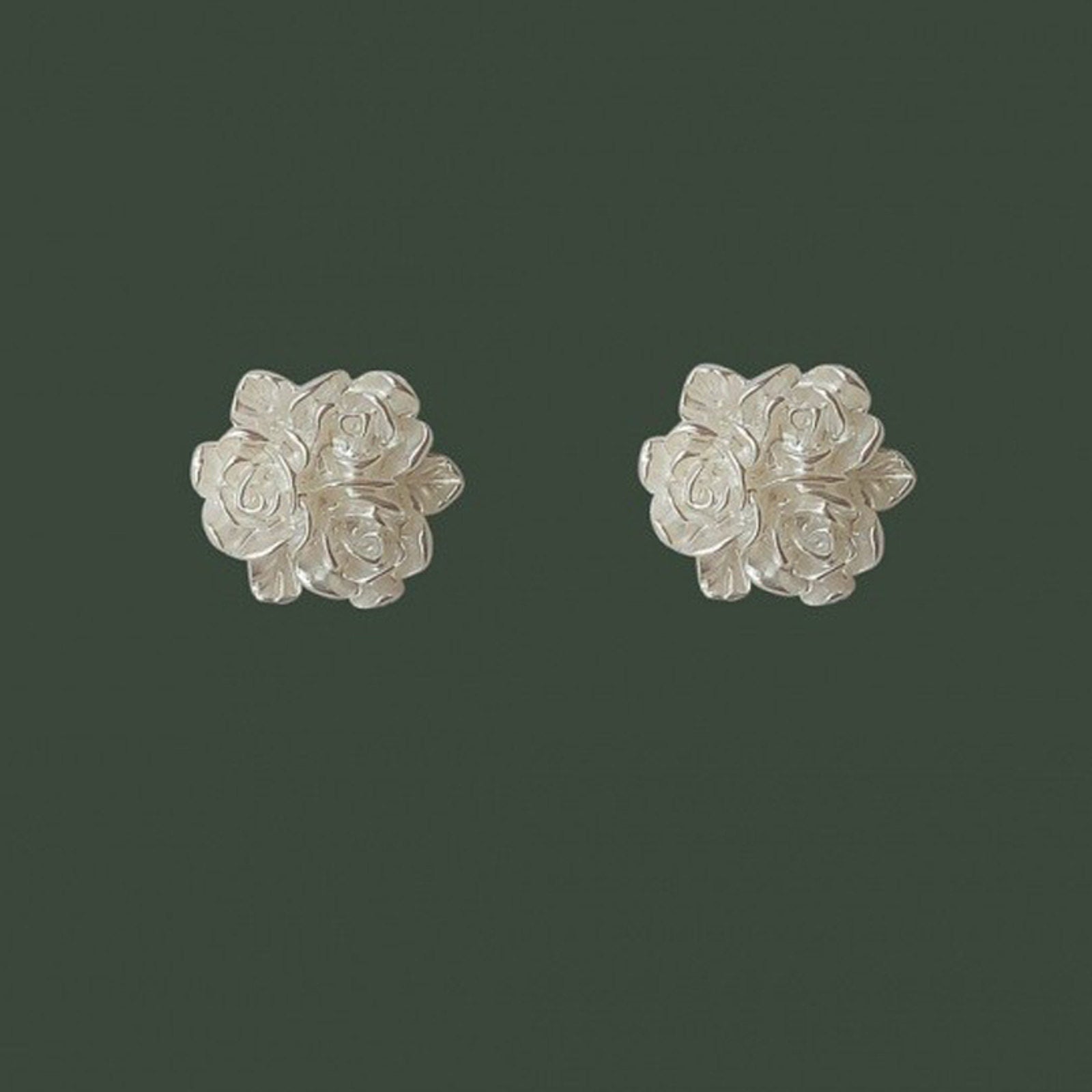 Elegant Flower Stud Earrings White Rose Earring Studs with Sterling Silver Pins