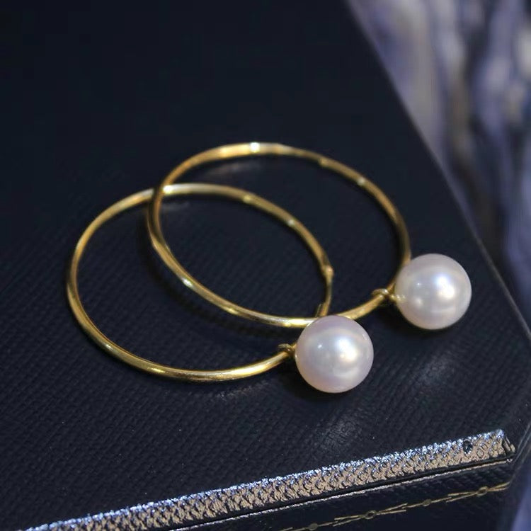 Big Hoop Earrings with Pearl Drop Gold And Silver Hoop Pearl Earrings Silver Pin