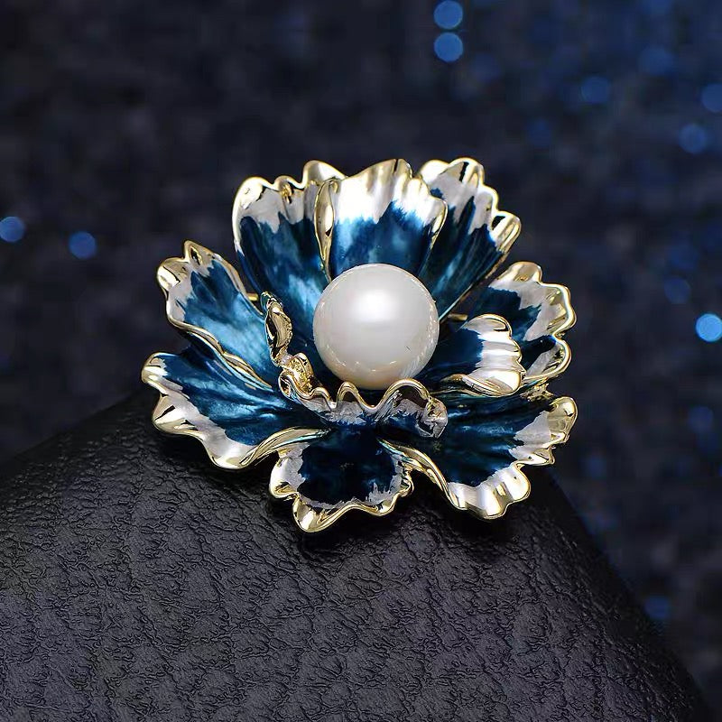 Best Gift Choice Peony Brooch Large Flower Pearl Brooch Pin White Red Purple Available