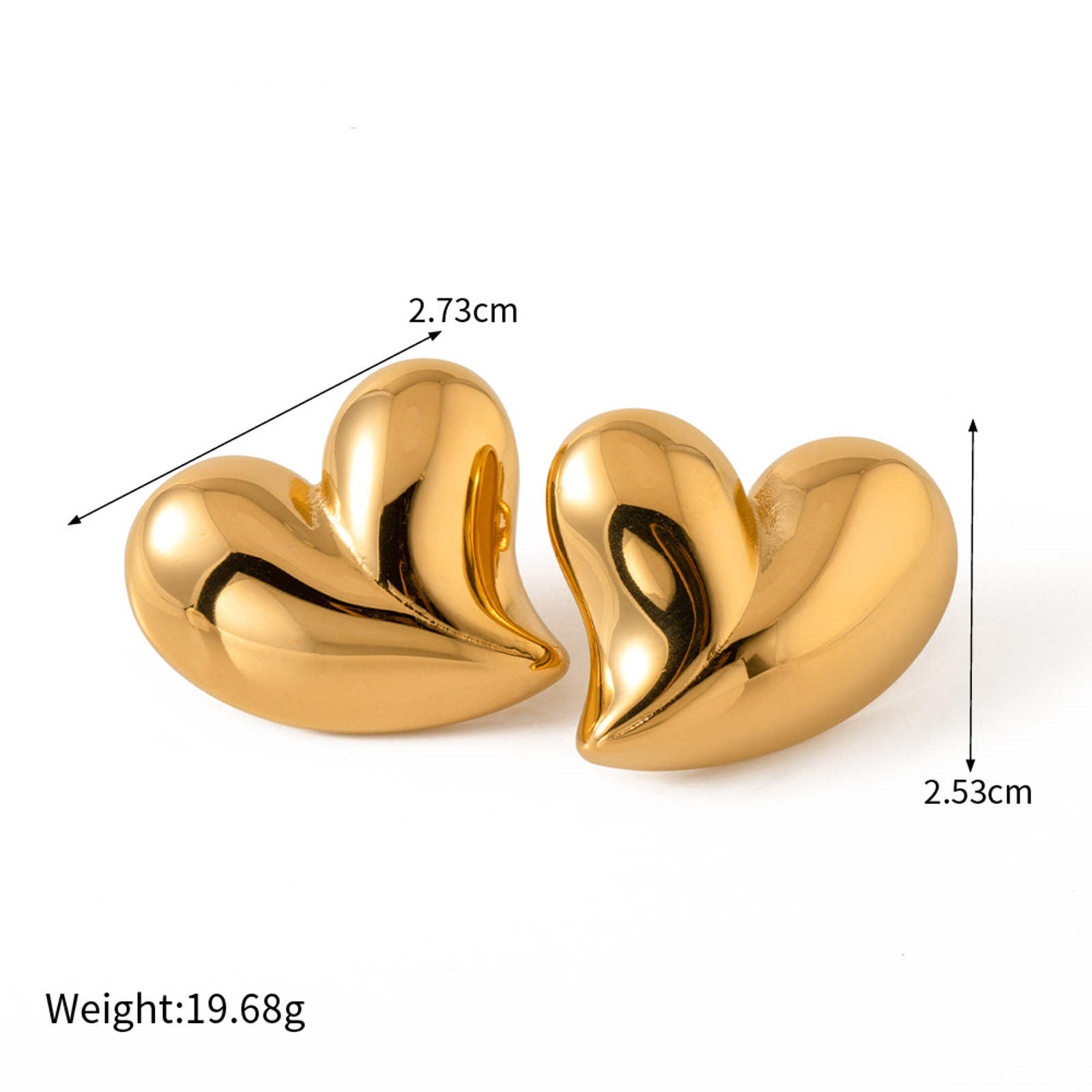 Gold Silver Stud Earrings 14K Gold Plated Heart-shape Stud Earrings with S925 Pin
