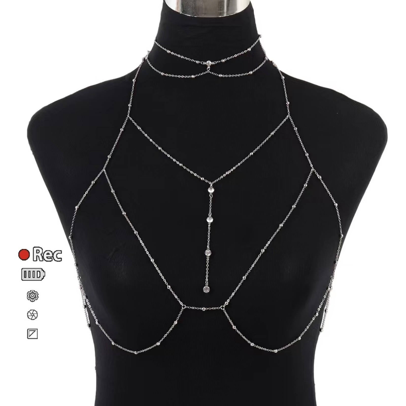 Gold and Silver Necklace Sexy Body Chain Necklace Bikini Bra Body Jewelry for Women