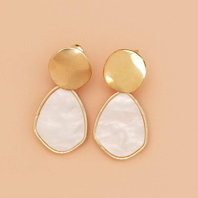 High Luster Natural Mother of Pearl Earrings Gold and Silver Dangle Earrings for Women