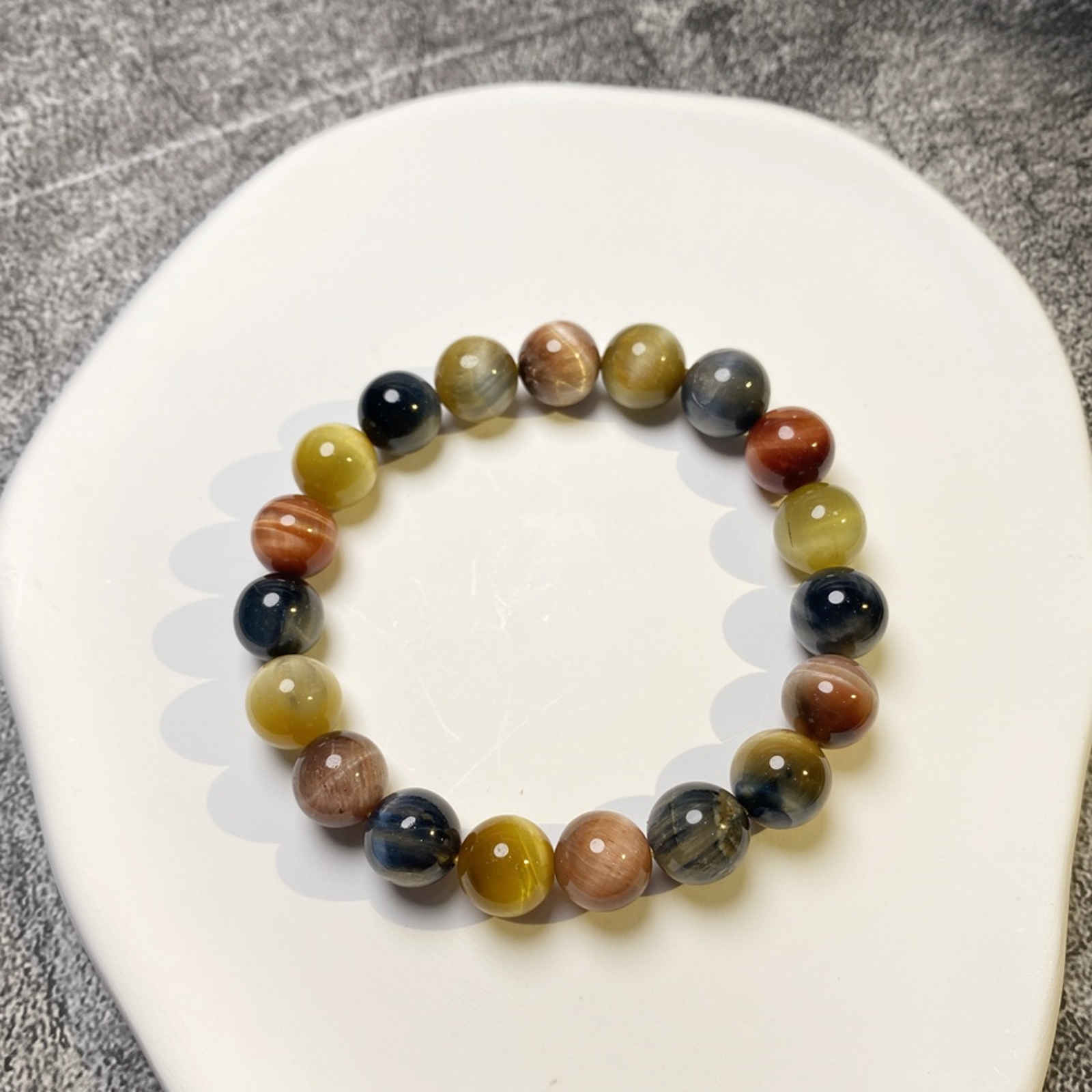 Natural Tiger's Eye Stone Bracelet 8-14mm Luxury Bracelet Strong Elastic Rope