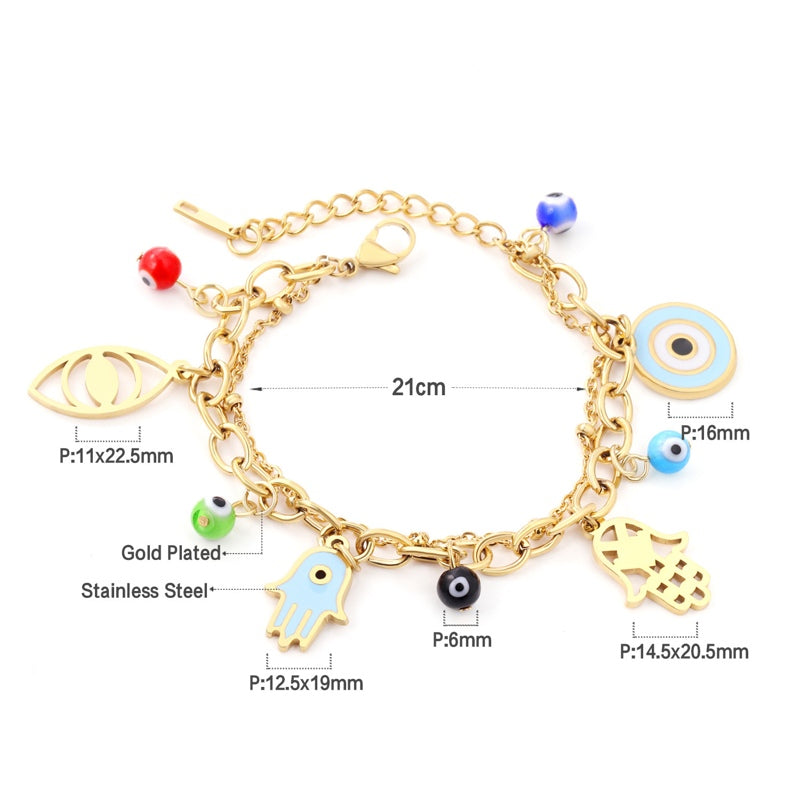 Gold Lucky Eye Bracelet Fashion 14K Gold Plated Bracelet