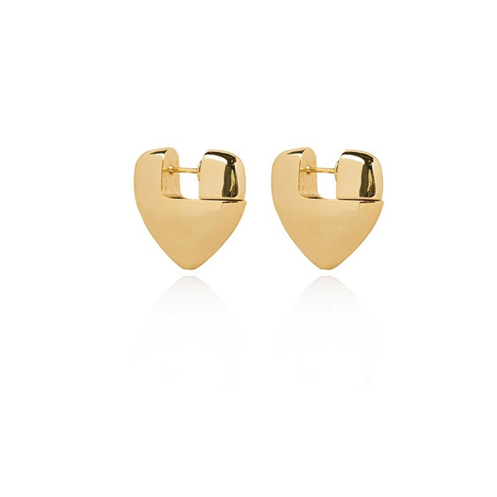 Chunky Gold Earrings Heart Shaped 18K Gold Hoop Earrings with Silver Pin