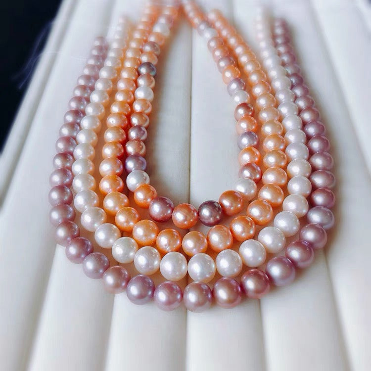AAA Cultured Freshwater Pearl Necklace Near Round Pearl in Sterling Silver Clasp 3 Pearl Color Available 18 inch / 45cm
